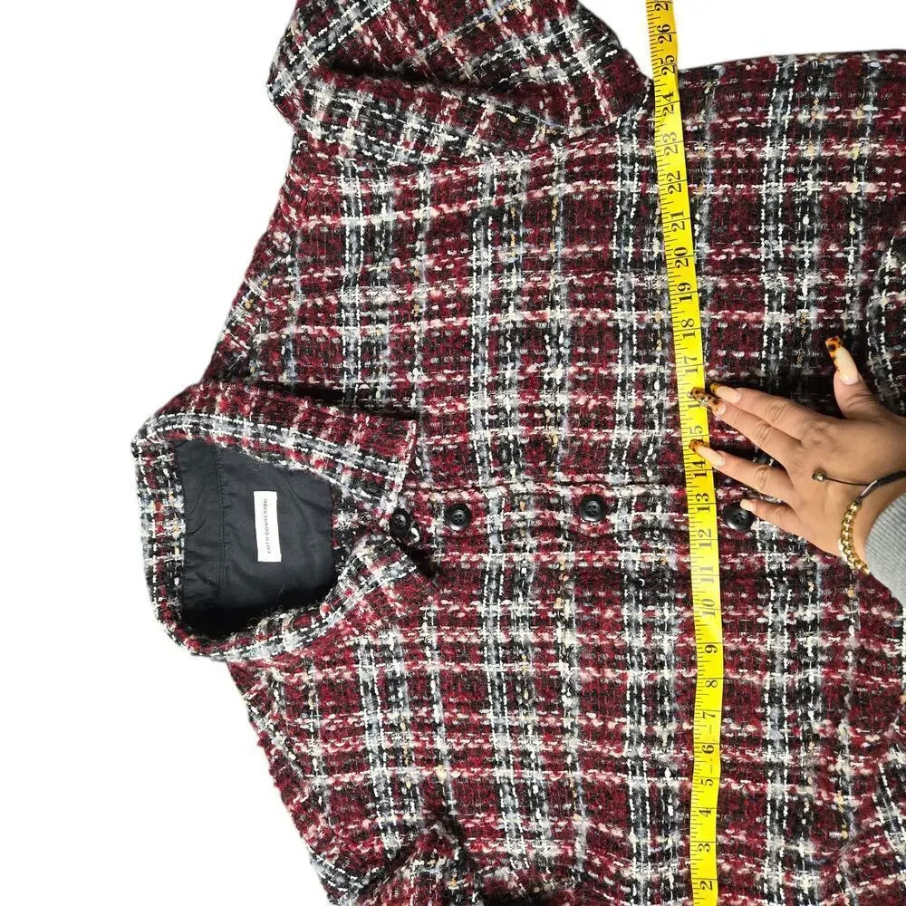 Faith Connexion Red Wool Tweed‎ Shirt Jacket Size: S